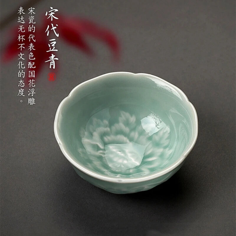 Peony Ceramic Tea Cup Set Teaware Wine Bowl For Tea Ceremony Coffee Teacup