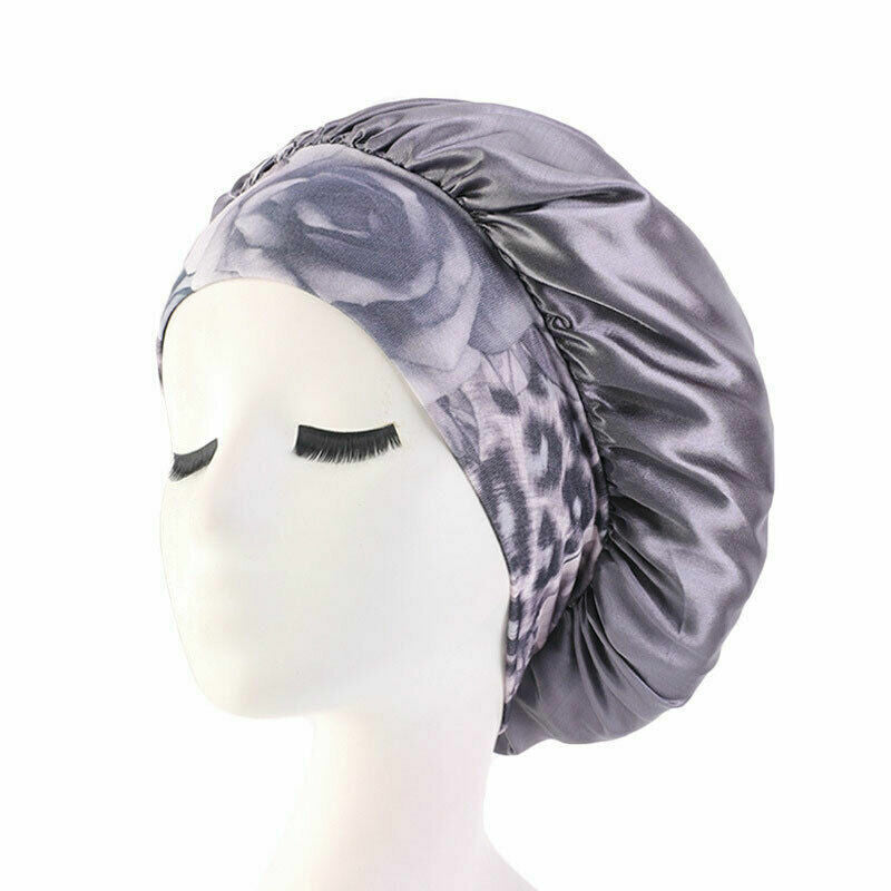 Silk Night Sleep Cap Hair Bonnet Hat Satin Wide Band Large Jumbo Head Cover Size
