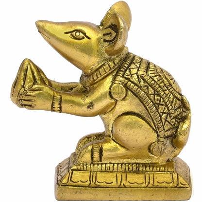 Brass Lord Ganesha Vaahana Vehicle Mouse Idol Statue Sculpture Figurine Decor