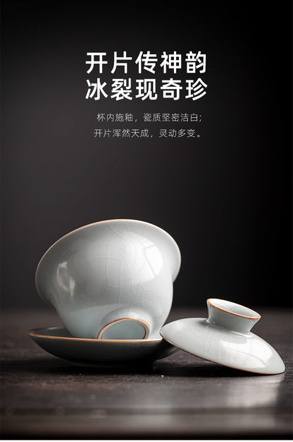 Rukiln Cover Bowls Teacups Single Tea Bowl for Household Sancai Ceramic Tea Set