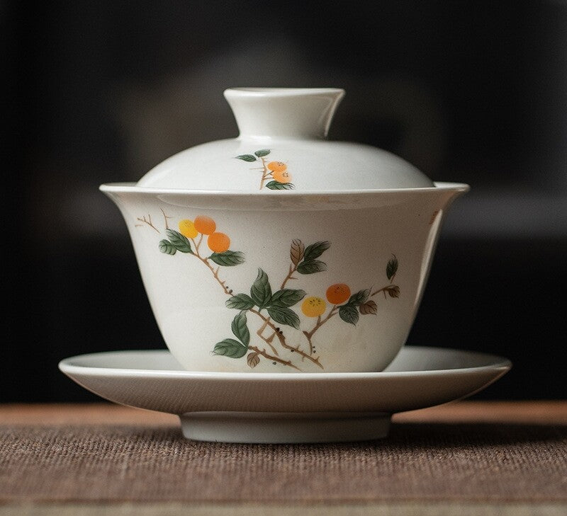 Chinese Porcelain Gaiwan Antique Zen Style Tureen Ceramic Covered Bowl Saucer