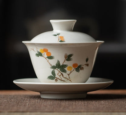 Chinese Porcelain Gaiwan Antique Zen Style Tureen Ceramic Covered Bowl Saucer