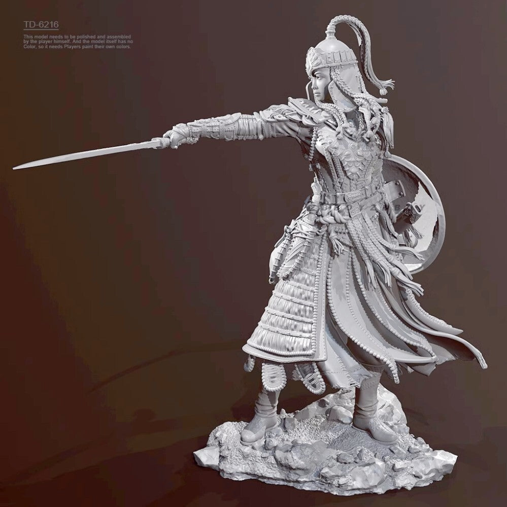 110mm resin figure model kit 3D printing of ancient Mongolian female generals