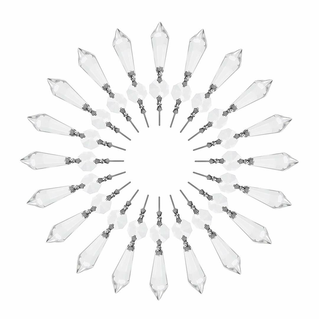 10 Replacement Clear Chandelier Icicle Crystal Prisms Octogan Bead for Lamp 38mm