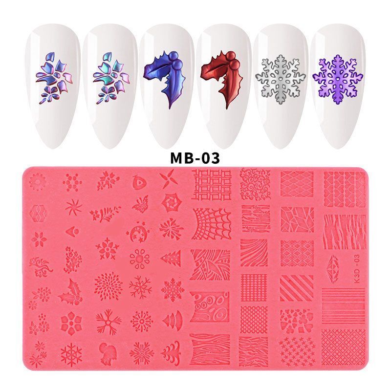 Nail Art Tool Silicone Stamping Plates 3D Template Manicure Design Printing Mold
