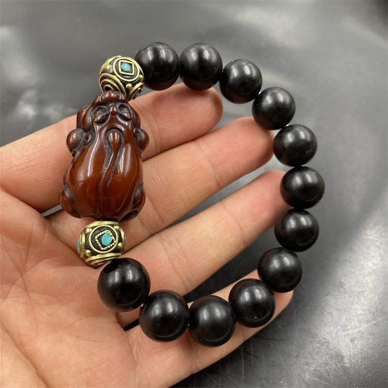 New Black Imitation Amber Pixiu Bracelet Amber Handcrafted Bead Necklace