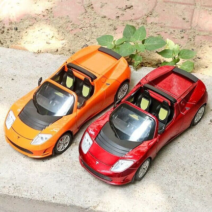 1:24 Tesla Roadster Convertible Diecast Model Car Sound and Light Kids Toy Gift