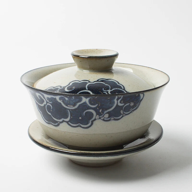 Hand Painted Cloud Gaiwan For Tea Pottery Tureen Lid Teaware Mugs Bowls Chawan