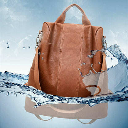 Women's Leather Backpack Large Capacity School Bag Teenager Anti Theft Backpack