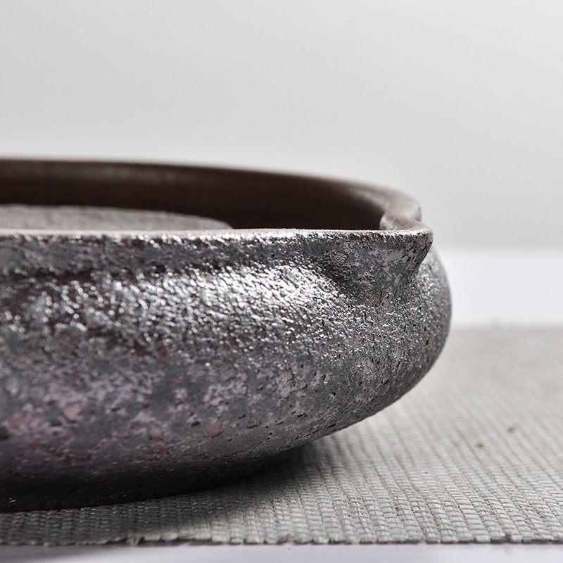 Iron Rust Glaze Pot Mat Ceramic Crude Pottery Holder For Tea Pot Reservoir Mats