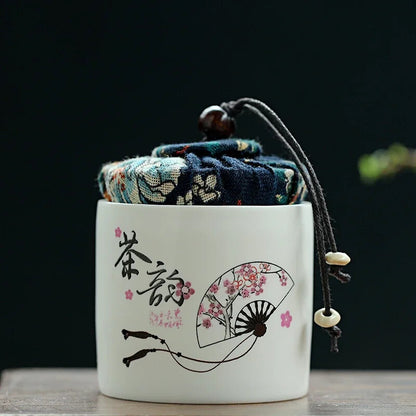 8cm Ceramics Tea Caddy Tieguanyin Storage Tank Portable Travel Tea Box Sealed