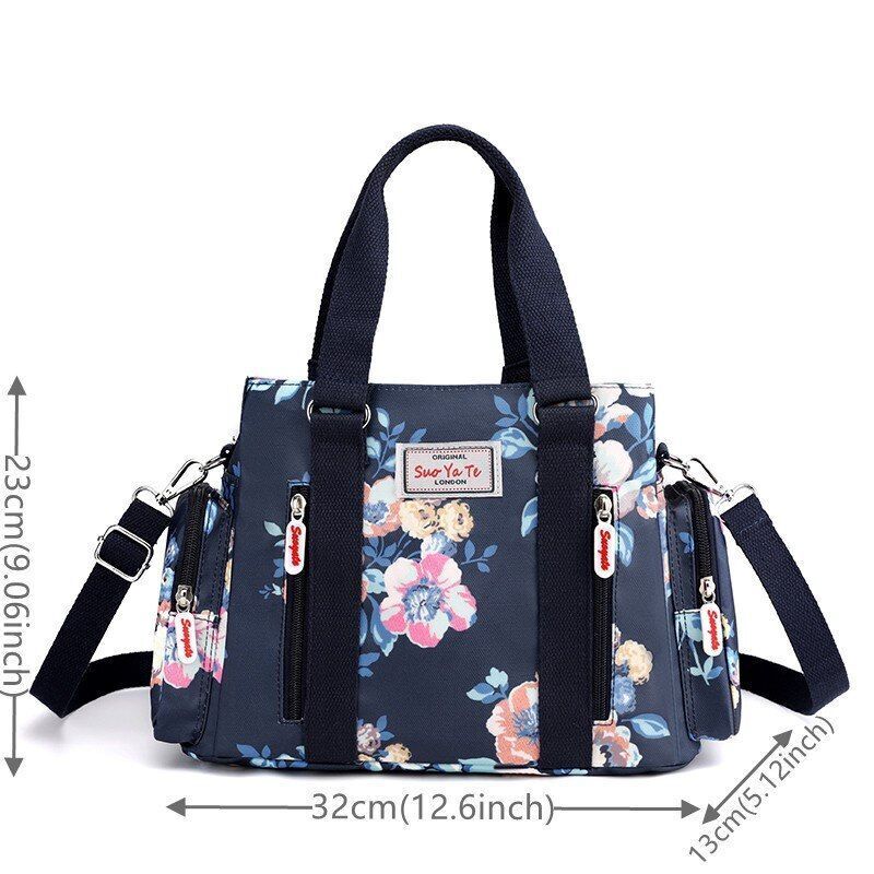 Nylon Flower Pattern Crossbody Bag Shoulder Purse Large Handbag Tote 25*11*20 CM