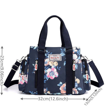 Nylon Flower Pattern Crossbody Bag Shoulder Purse Large Handbag Tote 25*11*20 CM