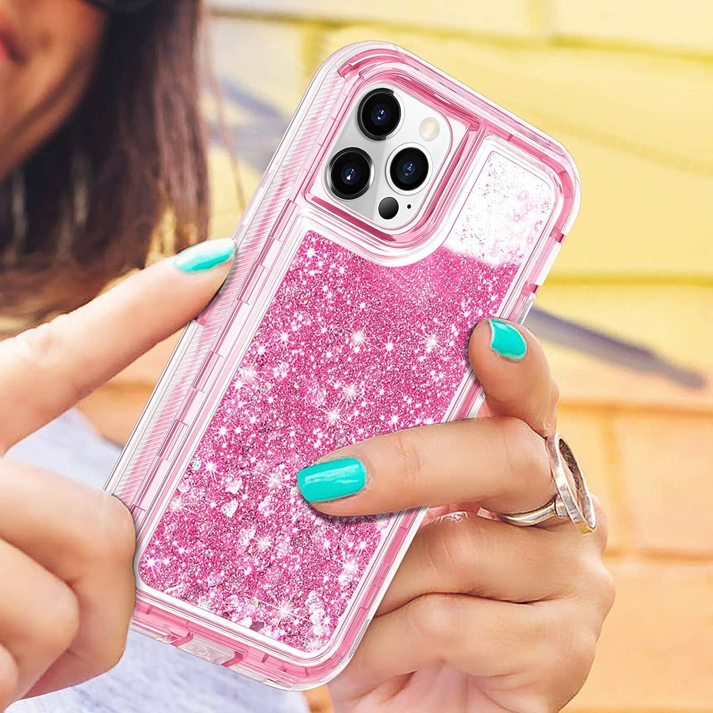 iphone 16 Pro Max 11/12/13/14/15 Plus/XS Max/XR Shockproof Case Liquid Glitter