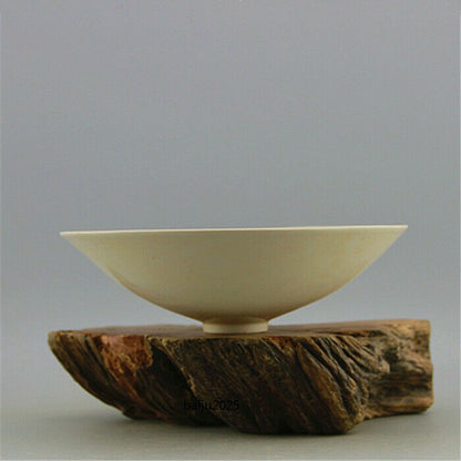 Chinese Antique Song Dynasty Ding Kiln White Glaze Porcelain Dragon Phoenix Bowl