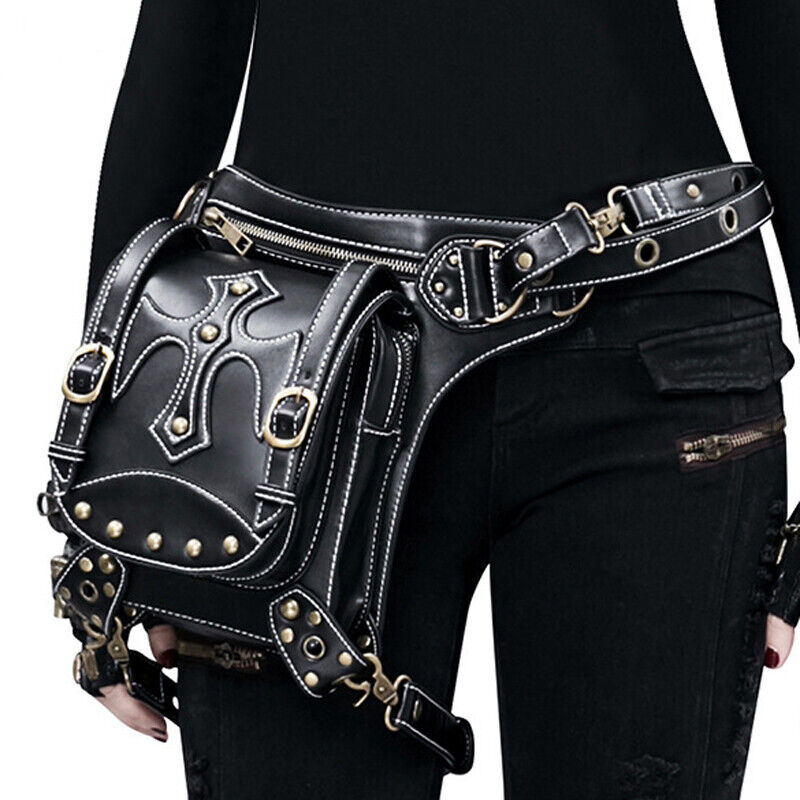 Lady's Leather Leg Drop Belt Bag Punk Rock Motorcycle Thigh Hip Waist Fanny Pack