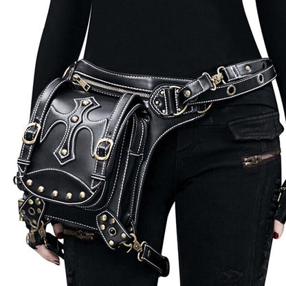 Lady's Leather Leg Drop Belt Bag Punk Rock Motorcycle Thigh Hip Waist Fanny Pack