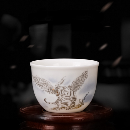 150ml Jade Porcelain Kung Fu Tea Cup Creative Pattern Dragon Tiger Teacups