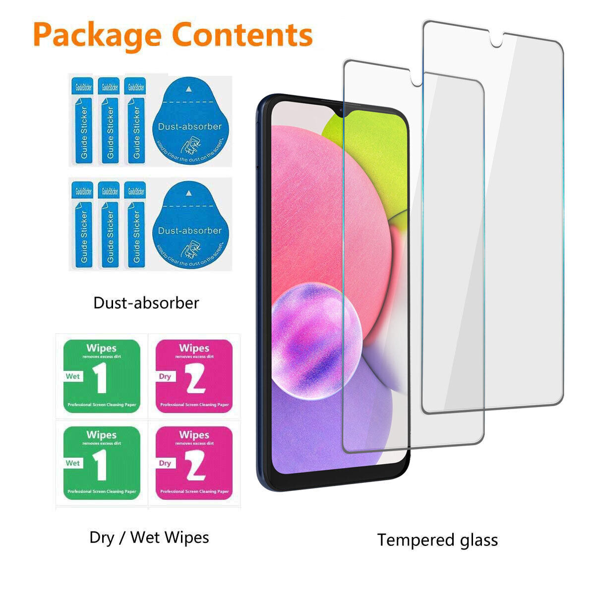 For Samsung Galaxy A03s/SM-A037F Case, Protective Leather Cover / Tempered Glass