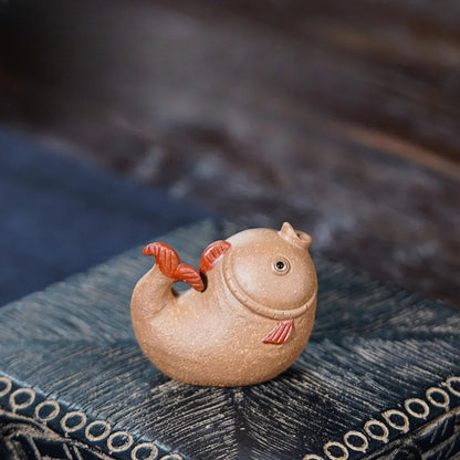 Yixing Purple Clay Wealth Fish Tea Pet Tea Figurine Ornaments Tea Table Crafts