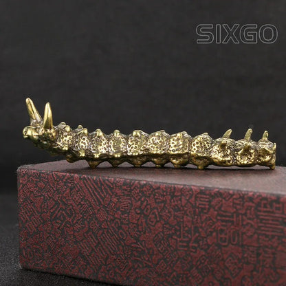 Soild Brass Caterpillar Figurines Miniatures Desktop Ornament Small Statue