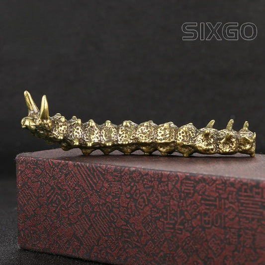 Soild Brass Caterpillar Figurines Miniatures Desktop Ornament Small Statue