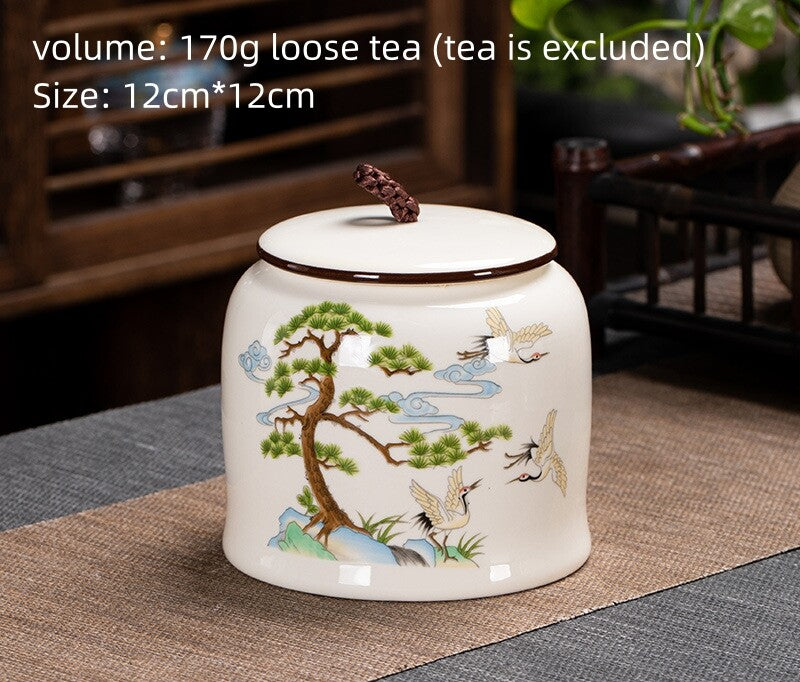 Chinese Canister Porcelain Jug With Lid Sealed For Loose Tea Small Size Ceramic