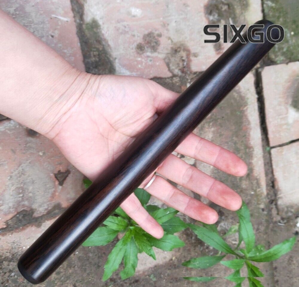 10.5" Solid Ebony Wood Round Stick Massage Food Tool Toy