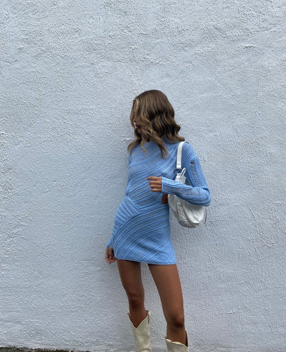 Dress Women's Long Sleeve Hollowed Out Skirt Tight Hollowed Out Bag Buttocks