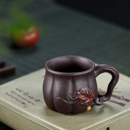 real yixing zisha tea cup with handle pumpkin design mug master cup 100ml China
