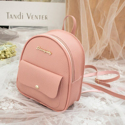 Mini Backpack Women PU Leather Shoulder Bag Girls Multi-Function Small Bagpack