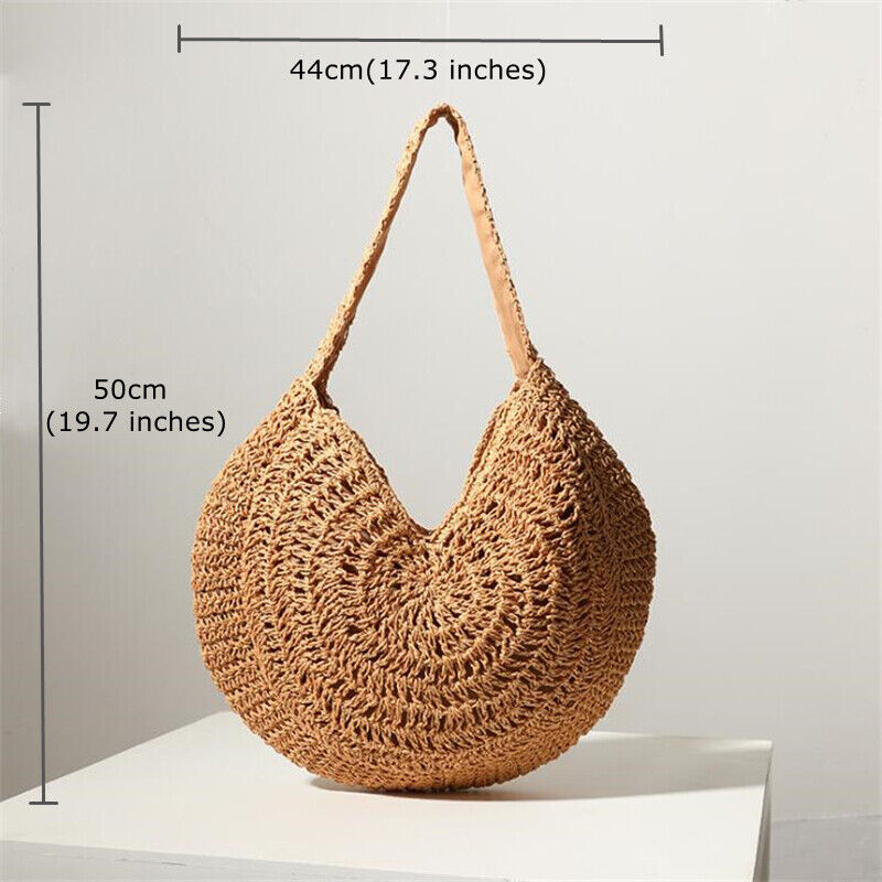 Summer Womens Beach Bag Casual Large Straw Shopping Handbag One-shoulder Bag