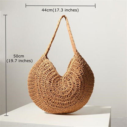 Summer Womens Beach Bag Casual Large Straw Shopping Handbag One-shoulder Bag