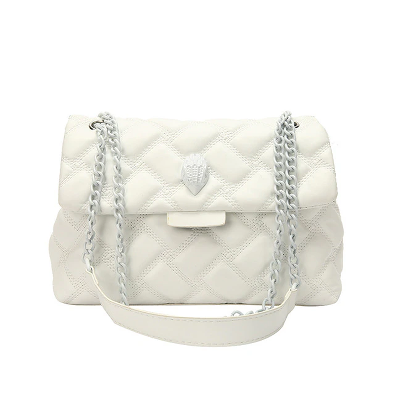 Quilted Leather Eagle Metal Women's Shoulder Bag Vegan Leather Cross Body Purse
