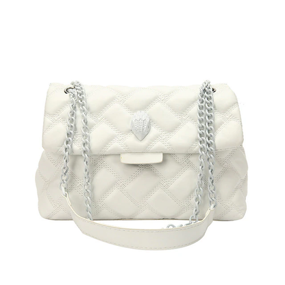 Quilted Leather Eagle Metal Women's Shoulder Bag Vegan Leather Cross Body Purse