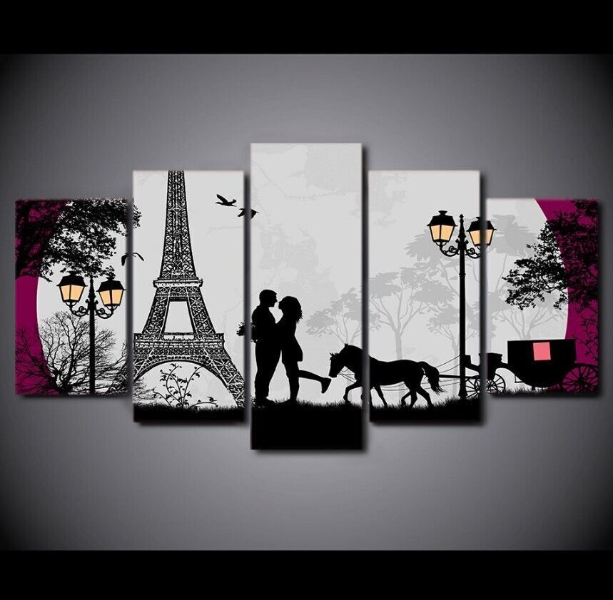 5Pcs Wall Art Canvas Painting Picture Home Decor Modern Abstract Paris Couple