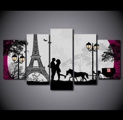 5Pcs Wall Art Canvas Painting Picture Home Decor Modern Abstract Paris Couple