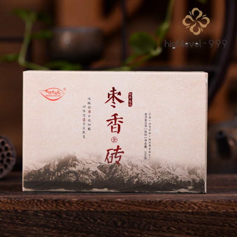 250g 2023 Ripe Puer Tea Brick Menghai High Mountain Arbor Jujube Aroma Tea