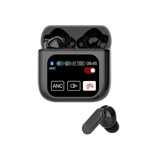 Black Bluetooth 5.4 Wireless Headphone Visible LED Touchscreen Earphones