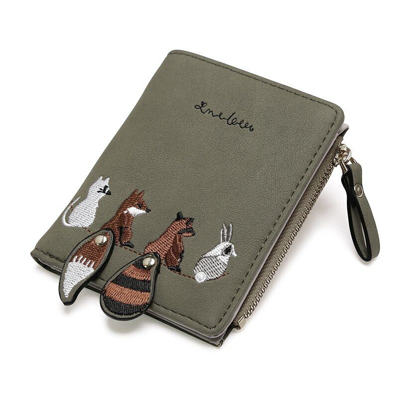Girls Cartoon Leather Card Clamps Women's Wallet Coin Female Purse Clip Billfold