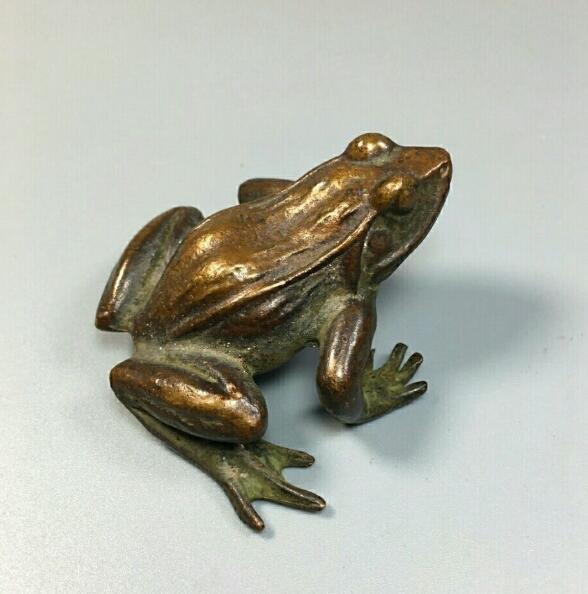Chinese Collection Solid Copper Frog Ornaments Tea Pet Craft Collection