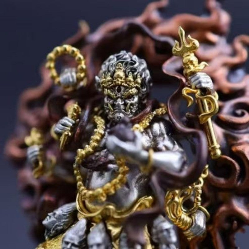 Mahakala Buddhist Statue Pendant Tibetan Style Necklace Vintage Handmade Amulet