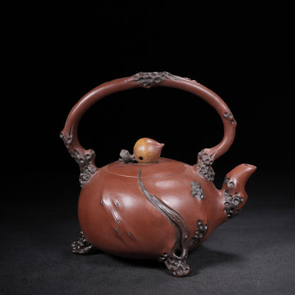 Chinese Yixing Zisha Clay Handmade Exquisite Teapot （福寿提梁 底款：汪寅仙）