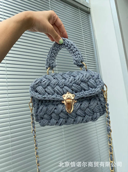 Women Handbag Chains Woven Shoulder Crossbody Bags Women Flap Lady Purses