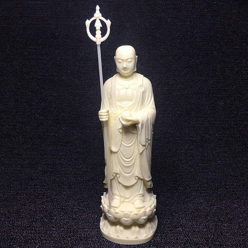 1pc x White Dizang Bodhisattva Statue Lotus Base Buddha Statue Home Decoration