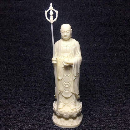 1pc x White Dizang Bodhisattva Statue Lotus Base Buddha Statue Home Decoration