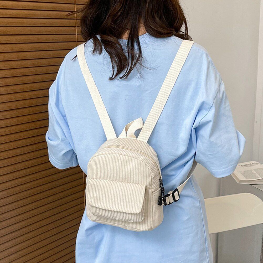 Fashion Women Backpack Corduroy Small Student Bookbag Traveling 19*19*9CM Square
