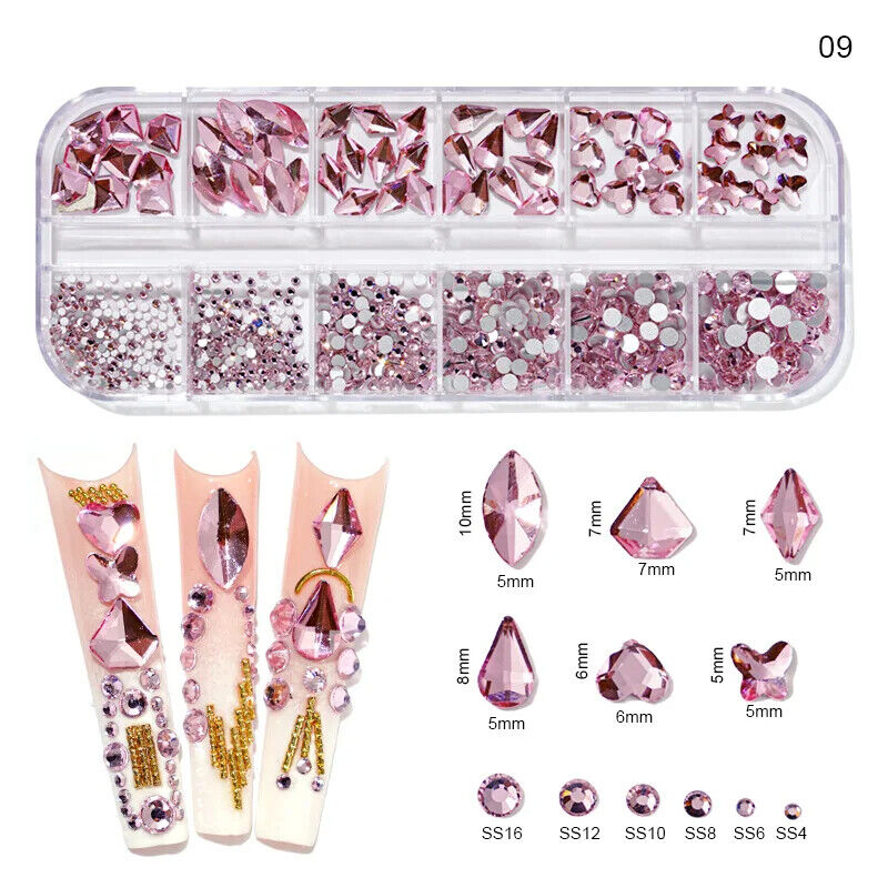Nail Charms 30Pcs Boxed Luxury Shiny Planet Alloy 3D Art Rhinestones Bling Decor