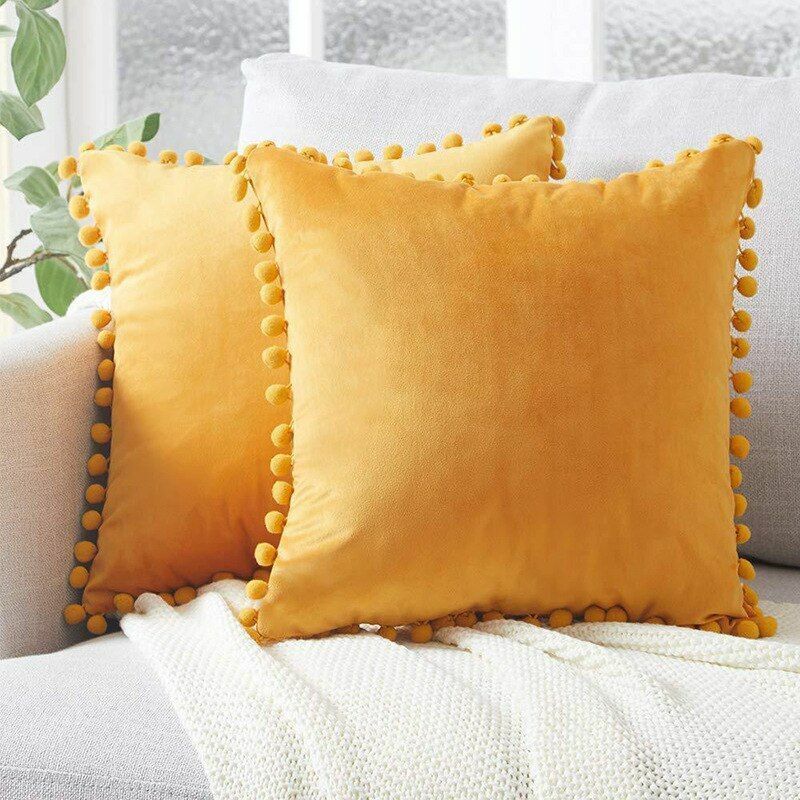Cushion Cover Soft Velvet Decorative Pillows Throw Case Solid Luxury Homes Seat
