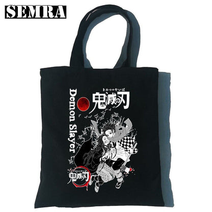 Canvas Tote Shoulder Bag Student Teacher Large Square Purse White / Black Pouch